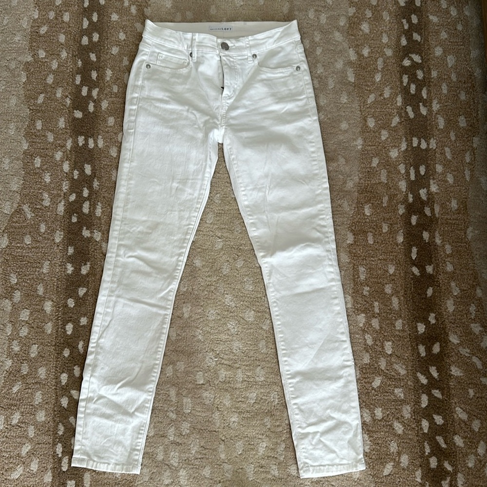 Barely Worn Loft White Skinny Jeans Size 24/00